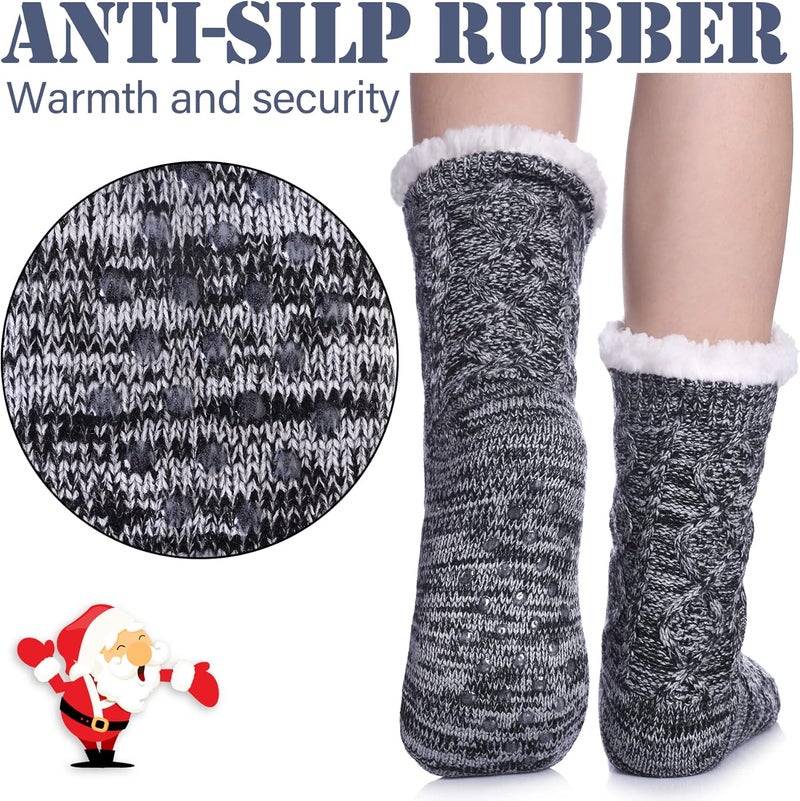 LINEMIN Womens Slipper Socks Winter Warm Fleece Lined Socks Cozy Soft Thick Fuzzy Non Slip Indoor Christmas Socks - Image 3